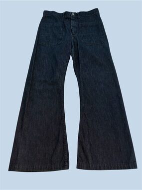 Vintage Seafarer US Navy Utility Trousers Blue Denim Bell Bottom Jeans 30” x 27”